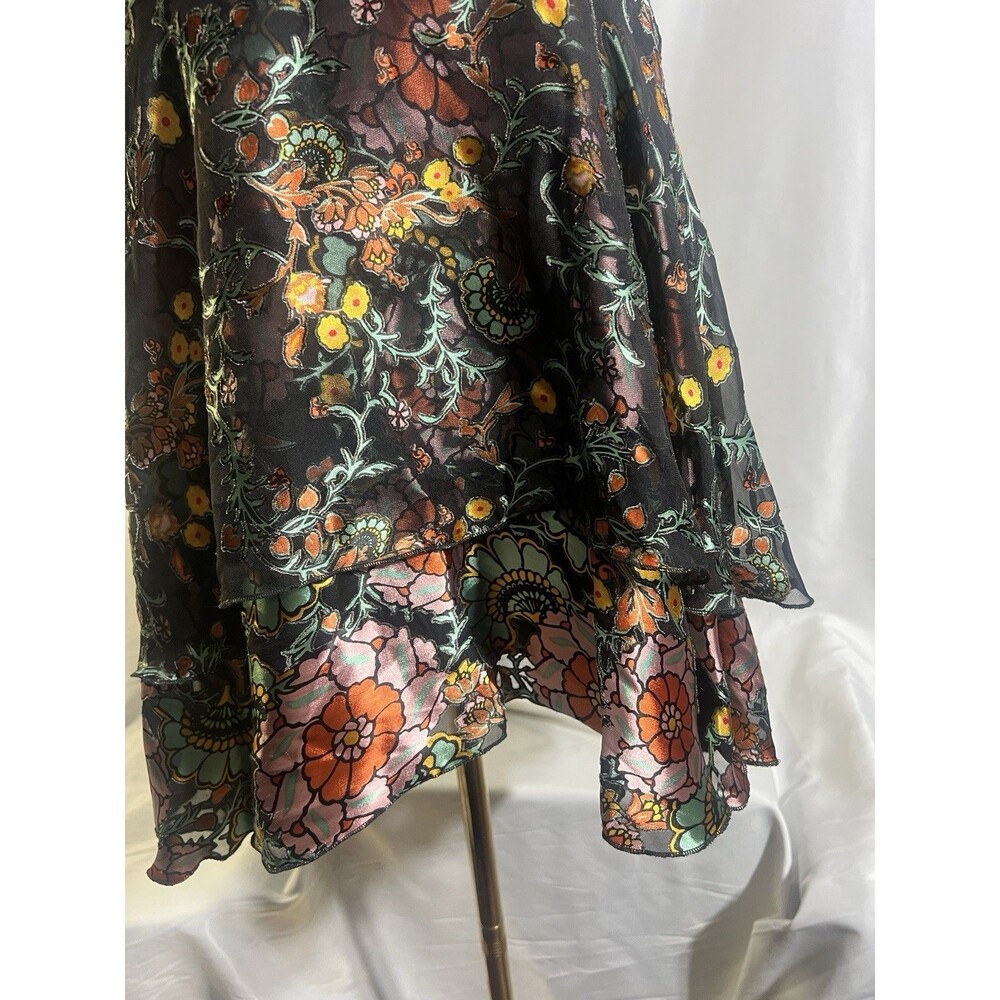 Alice + Olivia Dress Woman's Moore Tiered Layered Black Floral Vinelands Size 2 - Picture 10 of 13